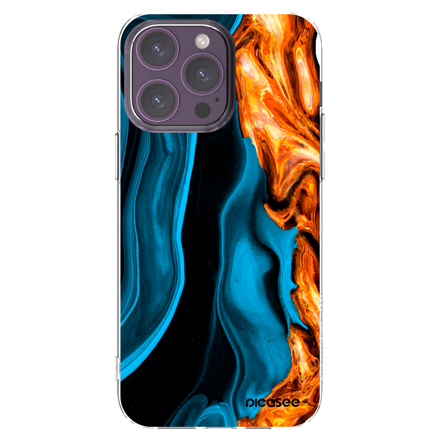 Picasee silikonska prozirna maskica za Apple iPhone 14 Pro Max - Gold blue