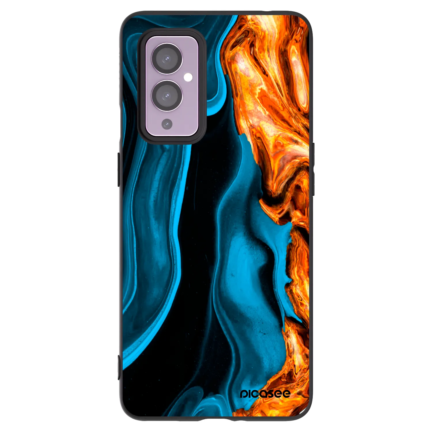 Picasee crna silikonska maskica za OnePlus 9 - Gold blue