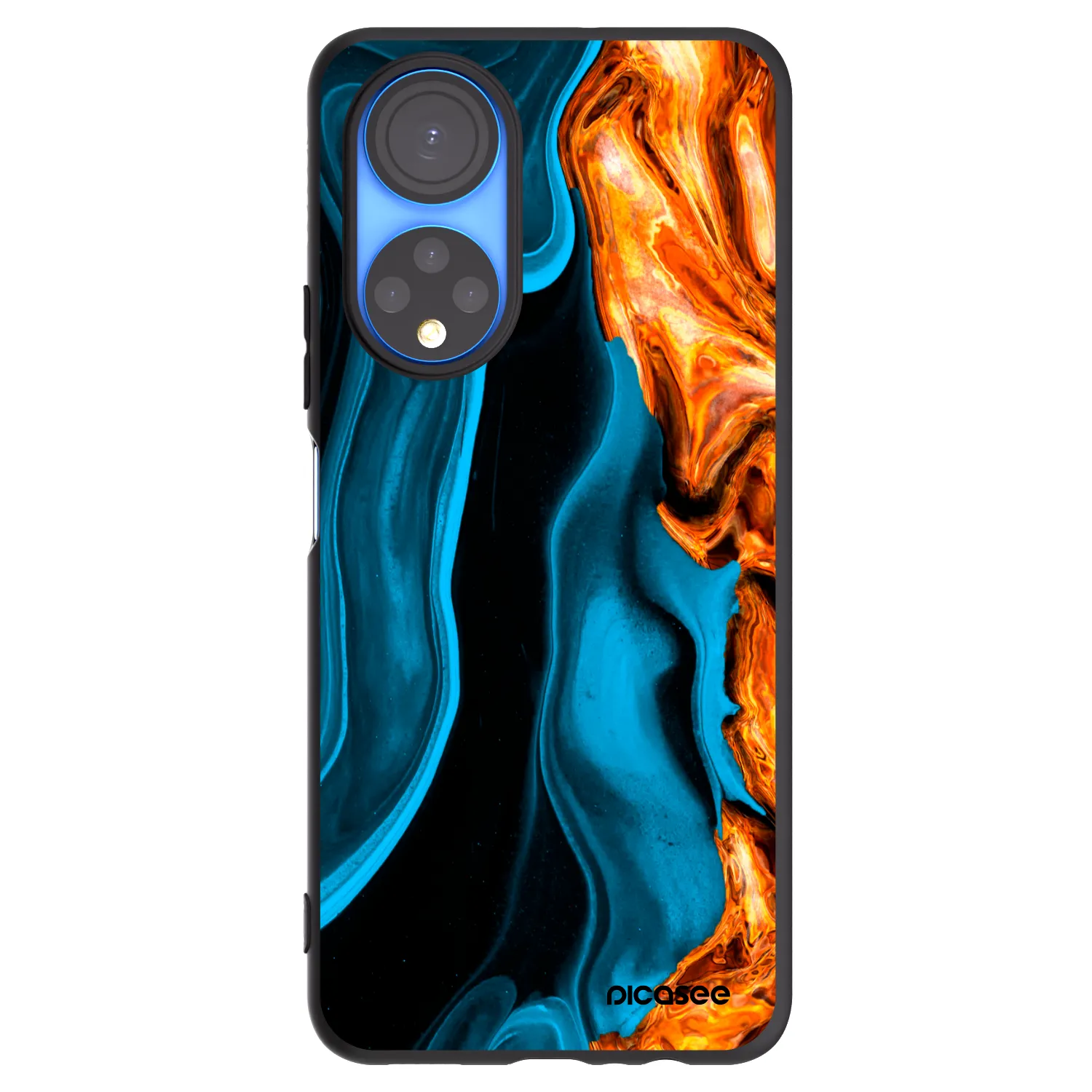 Picasee crna silikonska maskica za Honor X7 - Gold blue