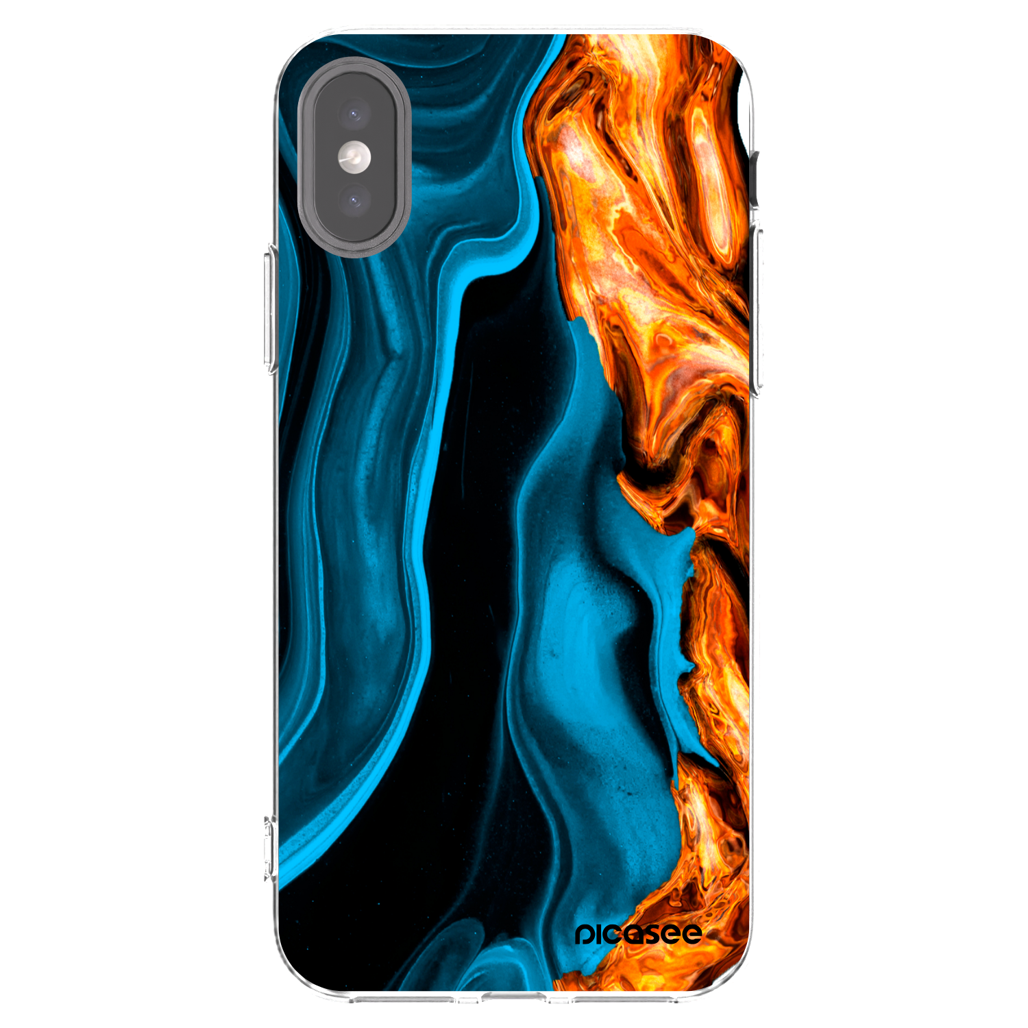Picasee silikonska prozirna maskica za Apple iPhone X/XS - Gold blue