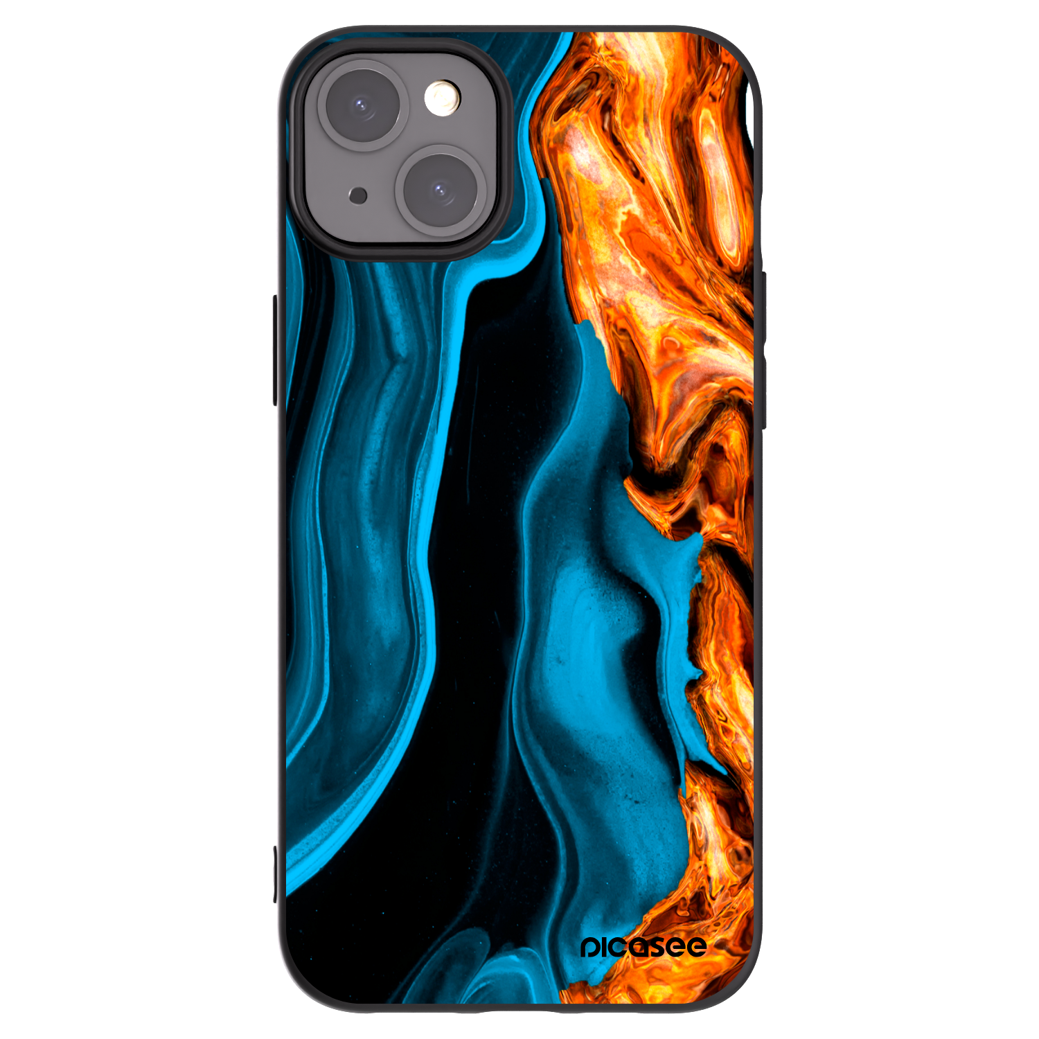 Picasee crna silikonska maskica za Apple iPhone 15 Plus - Gold blue