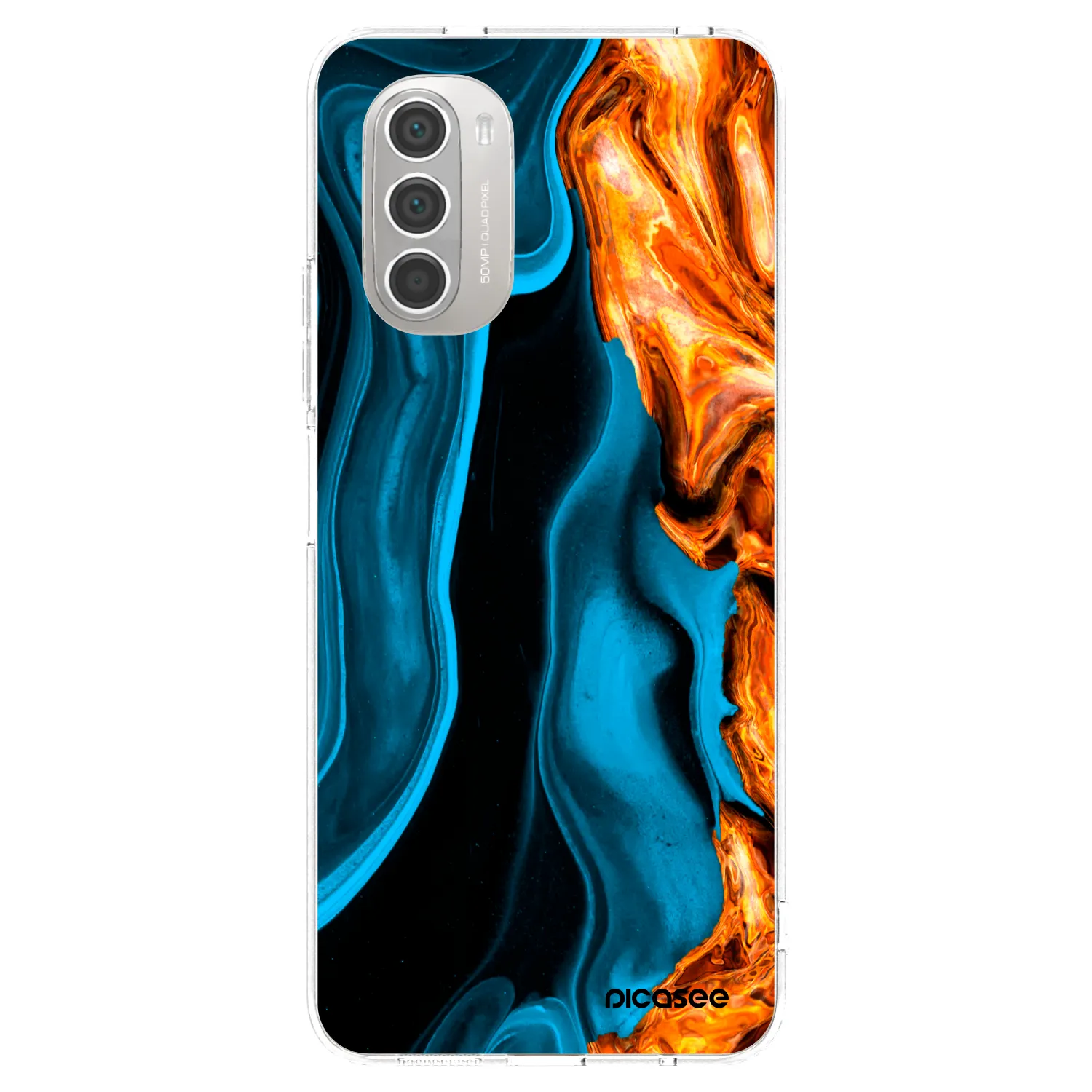 Picasee silikonska prozirna maskica za Motorola Moto G51 - Gold blue