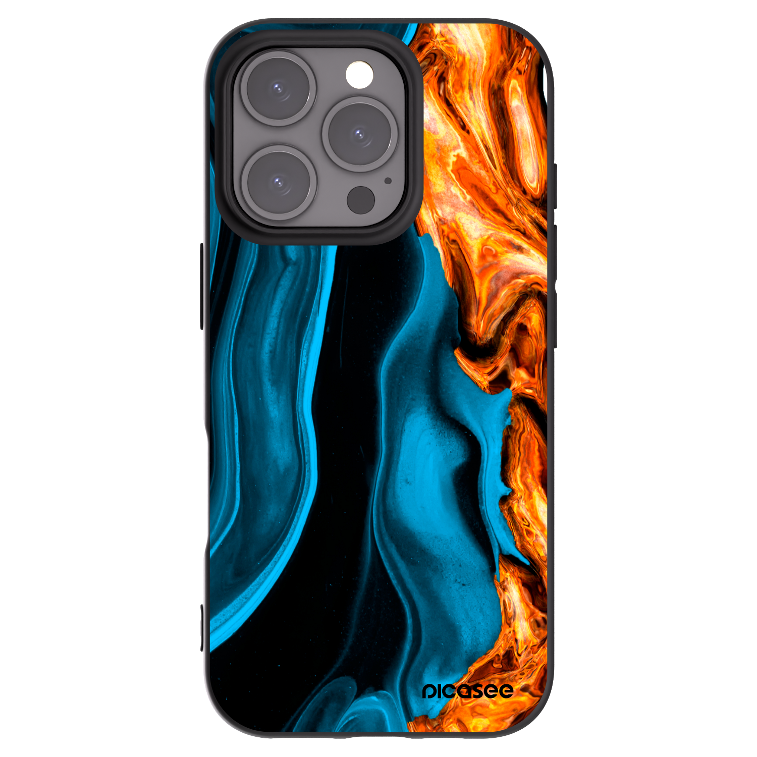 Picasee crna silikonska maskica za Apple iPhone 16 Pro - Gold blue