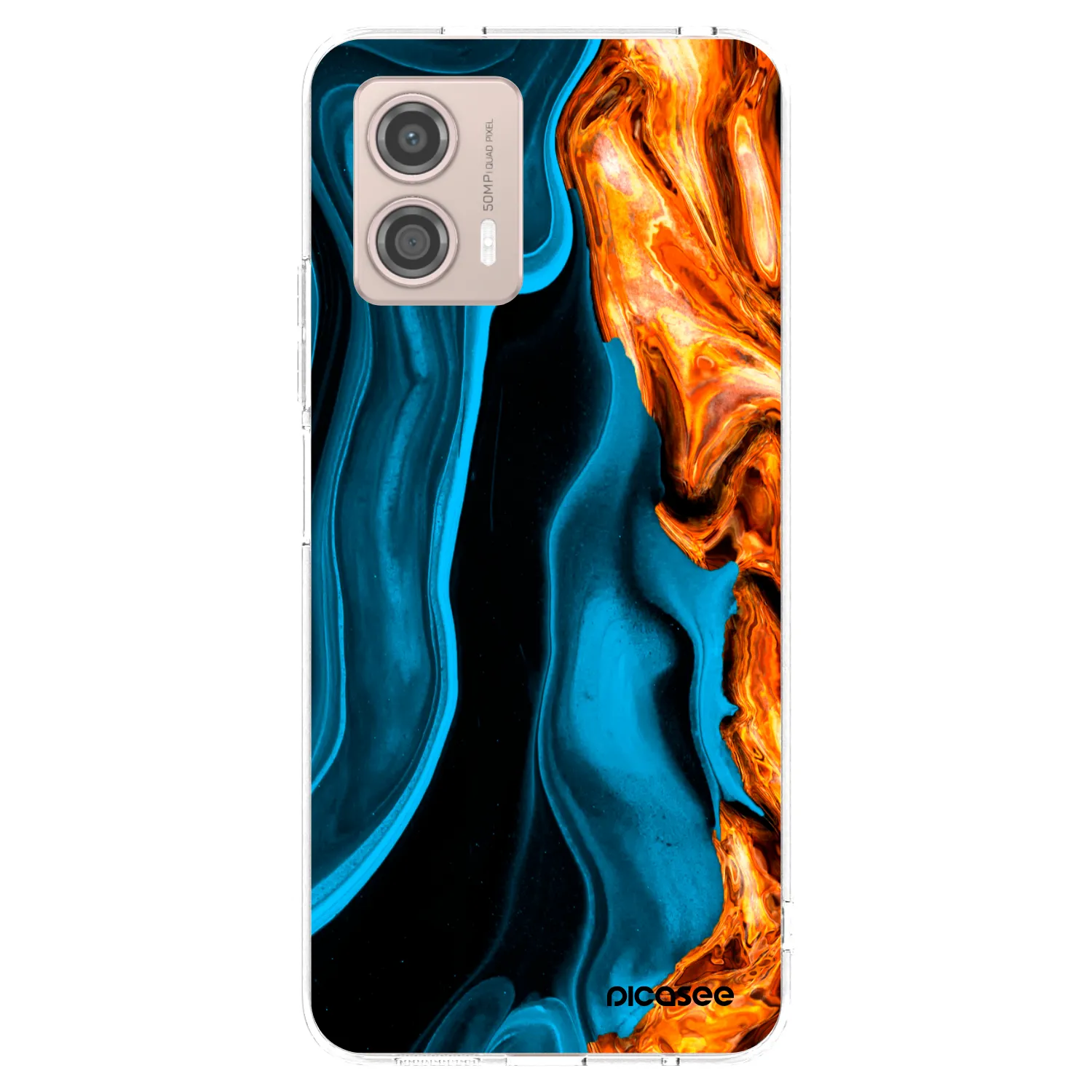 Picasee silikonska prozirna maskica za Motorola Moto G53 5G - Gold blue