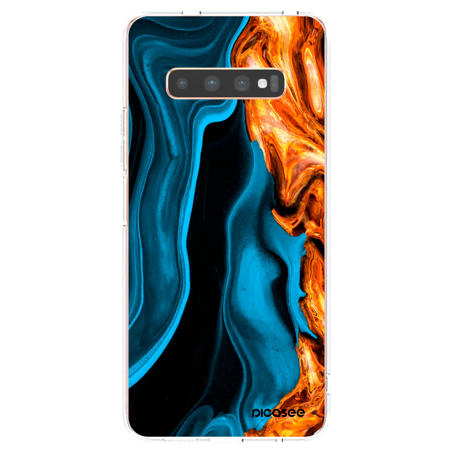 Picasee silikonska prozirna maskica za Samsung Galaxy S10 Plus G975 - Gold blue