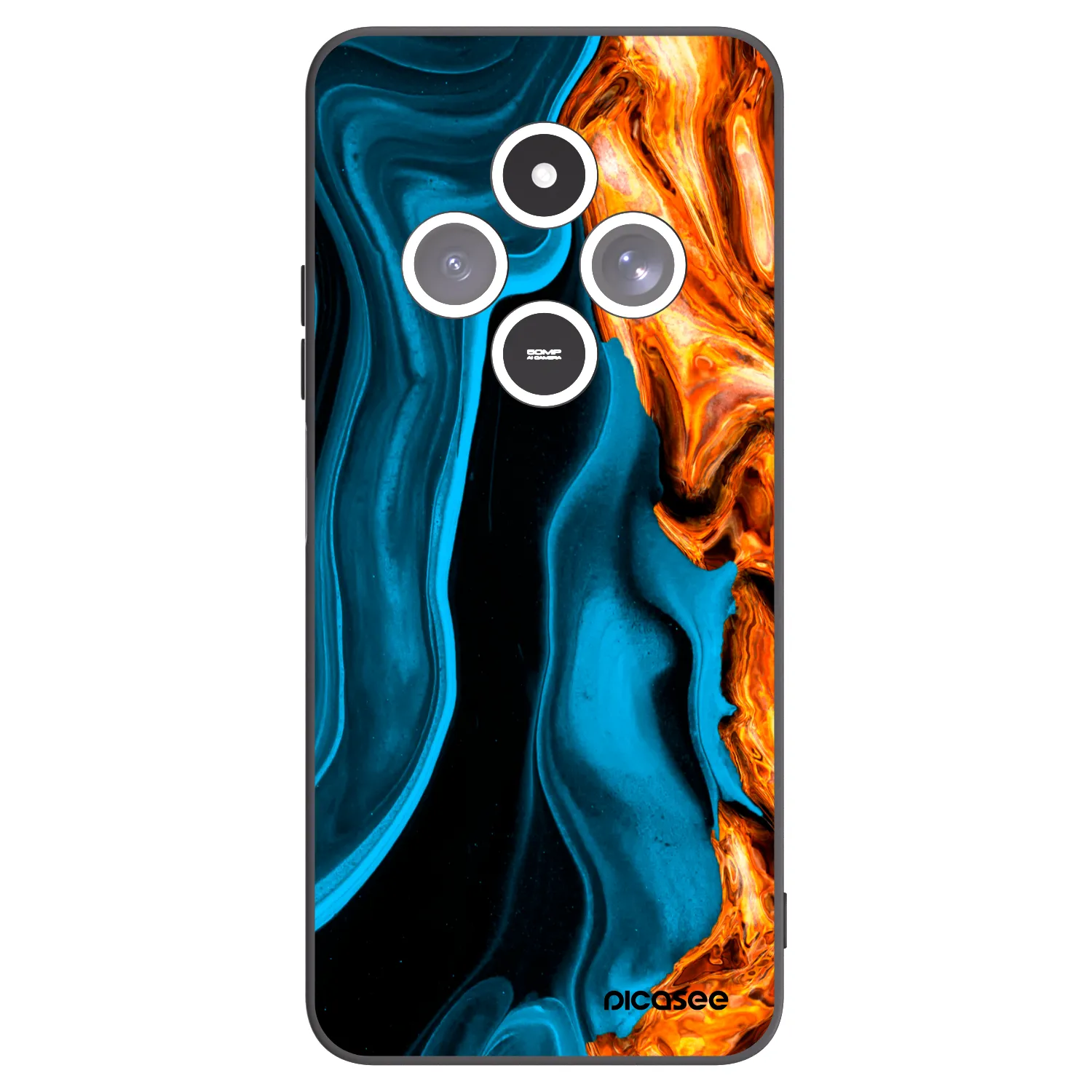 Picasee crna silikonska maskica za Xiaomi Redmi 14C - Gold blue