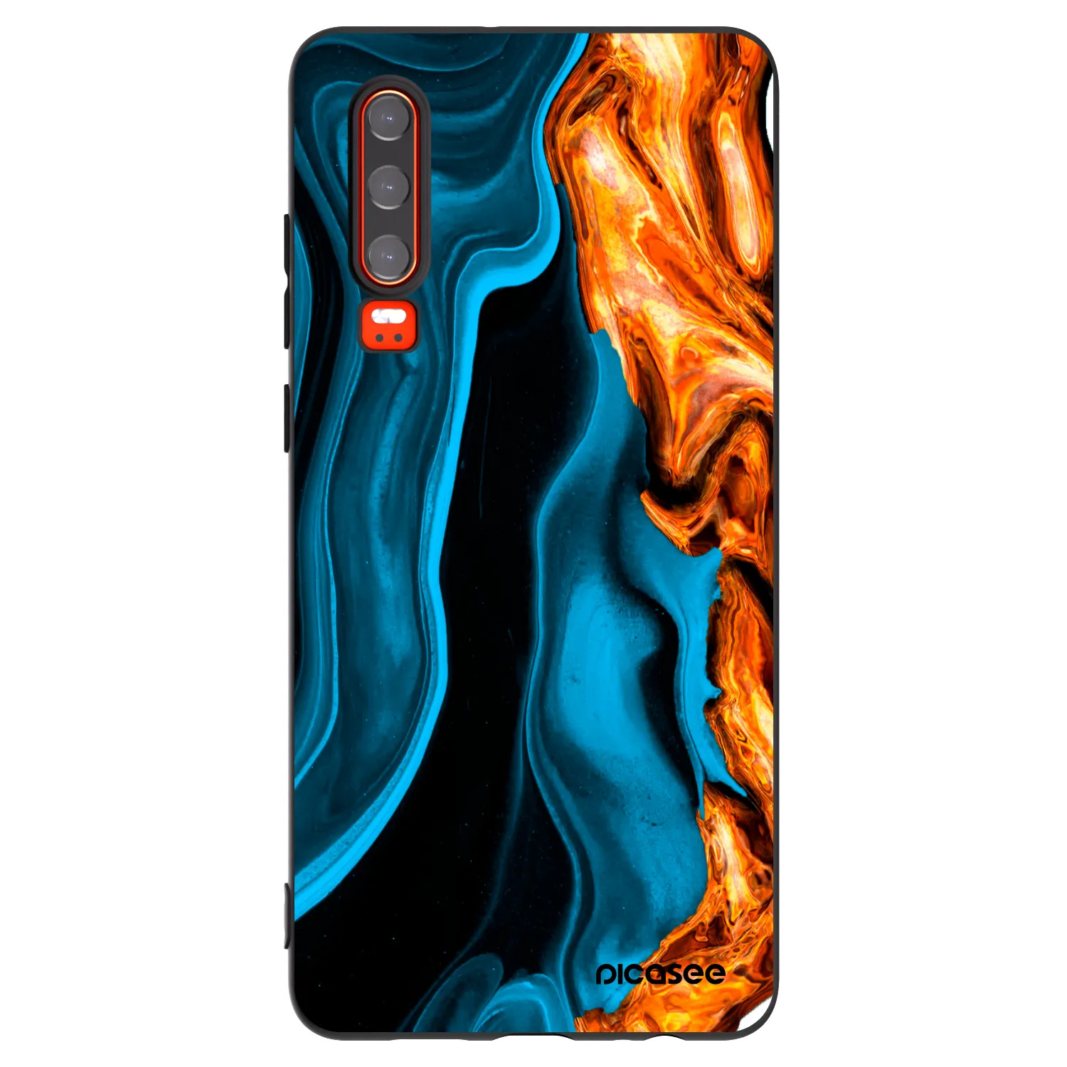 Picasee crna silikonska maskica za Huawei P30 - Gold blue