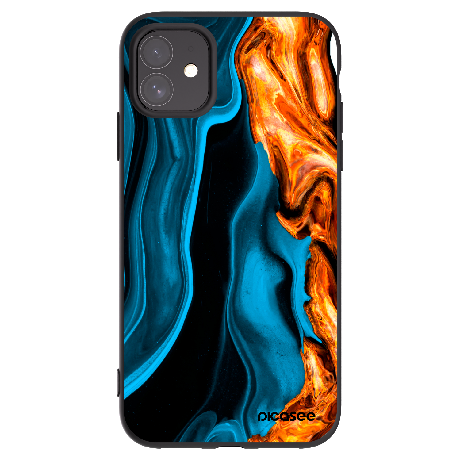 Picasee crna silikonska maskica za Apple iPhone 11 - Gold blue