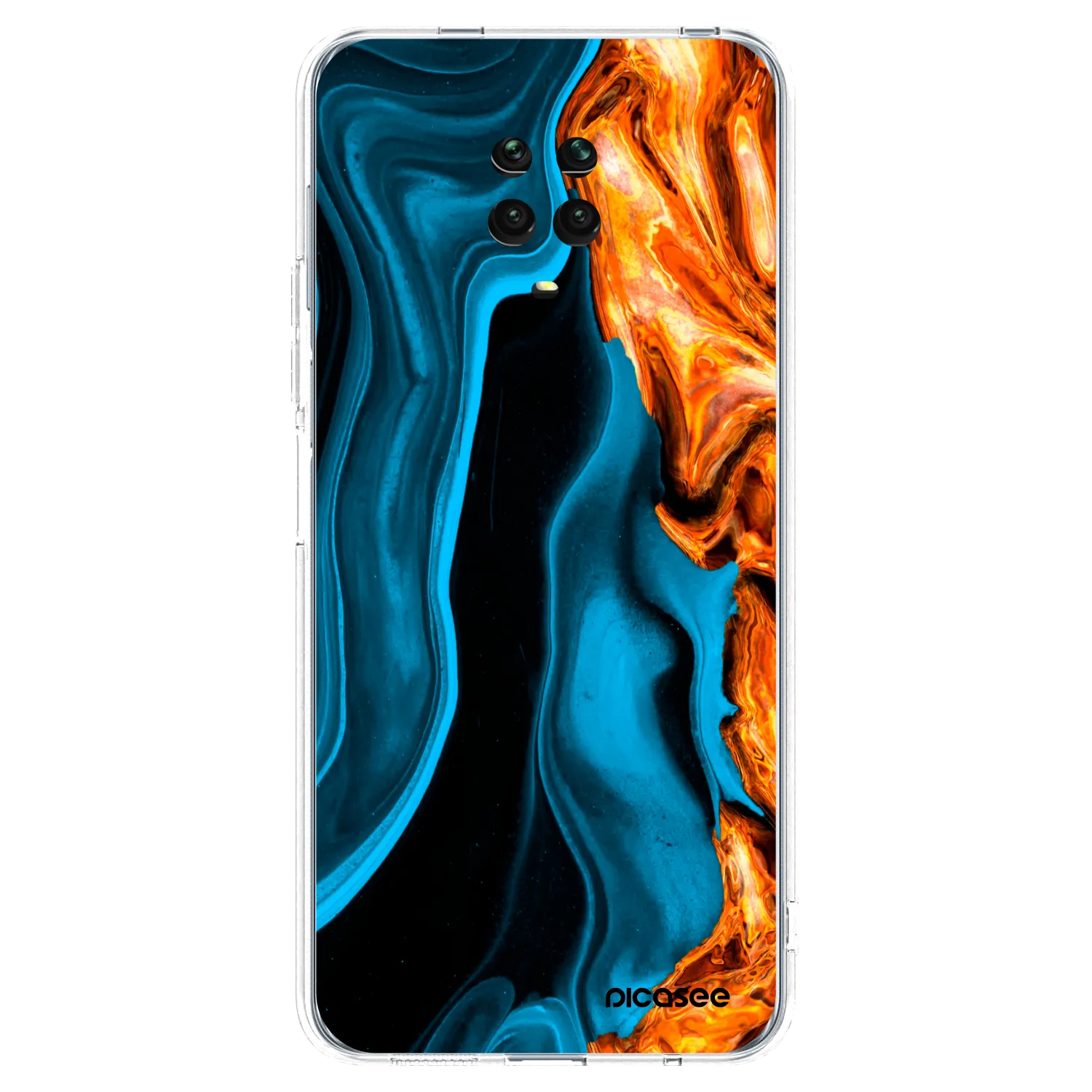 Picasee silikonska prozirna maskica za Xiaomi Redmi Note 9S - Gold blue