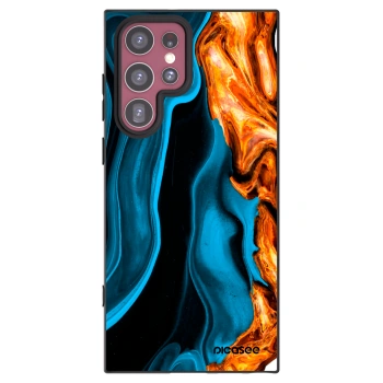 Picasee crna silikonska maskica za Samsung Galaxy S22 Ultra 5G - Gold blue