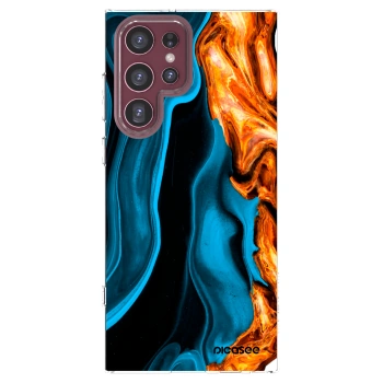 Picasee silikonska prozirna maskica za Samsung Galaxy S22 Ultra 5G - Gold blue