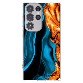 Picasee silikonska prozirna maskica za Samsung Galaxy S23 Ultra 5G - Gold blue