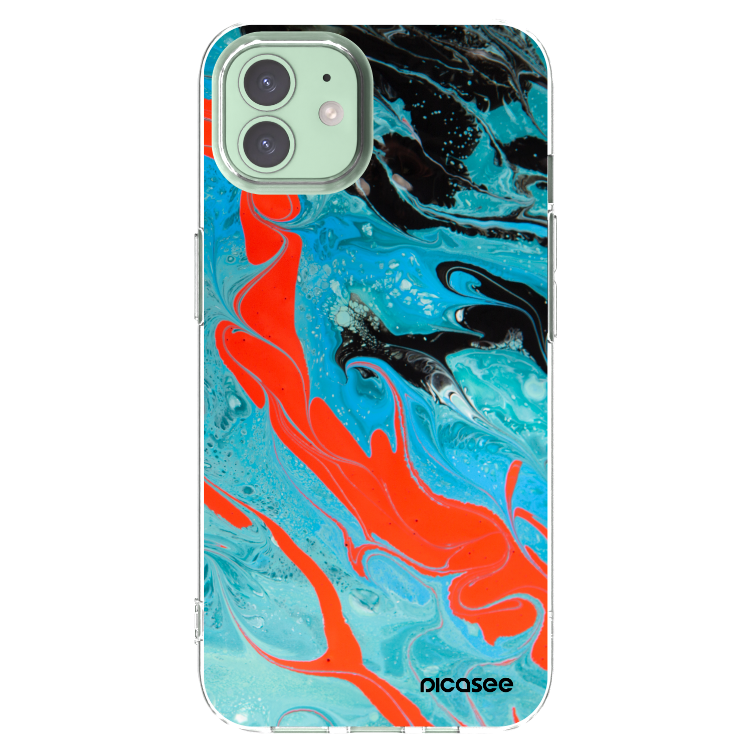 Picasee silikonska prozirna maskica za Apple iPhone 12 Pro - Blue Magma