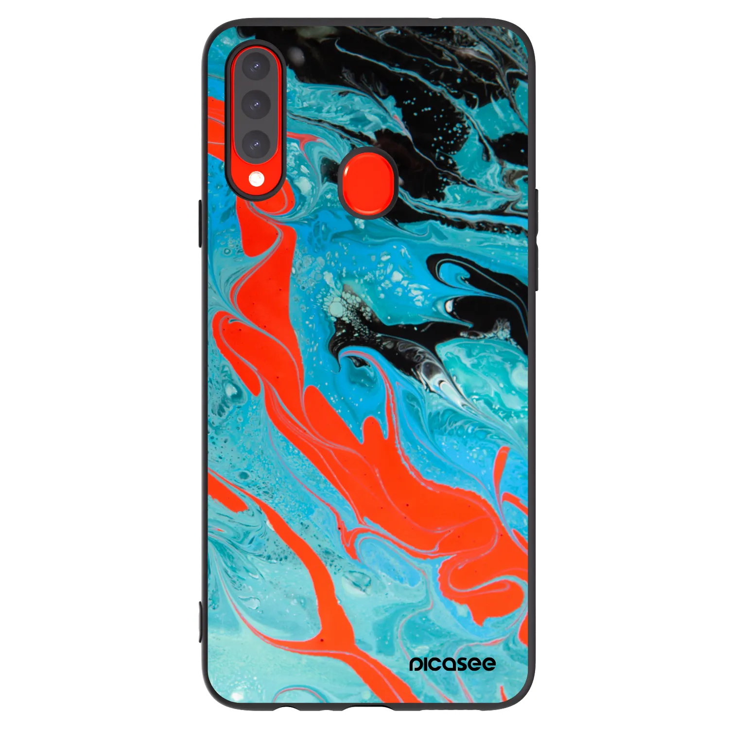 Picasee crna silikonska maskica za Samsung Galaxy A20s - Blue Magma
