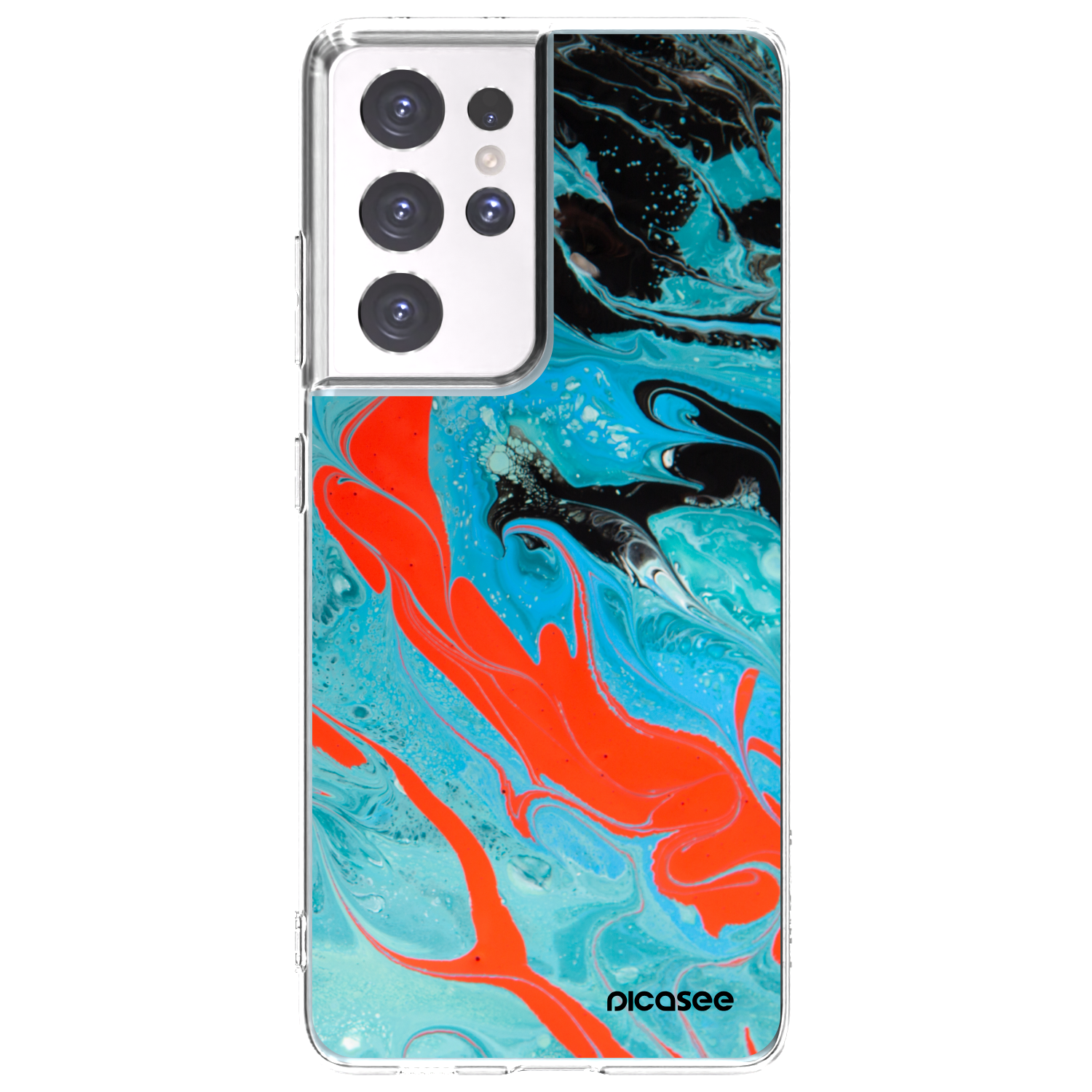 Picasee silikonska prozirna maskica za Samsung Galaxy S21 Ultra 5G G998B - Blue Magma