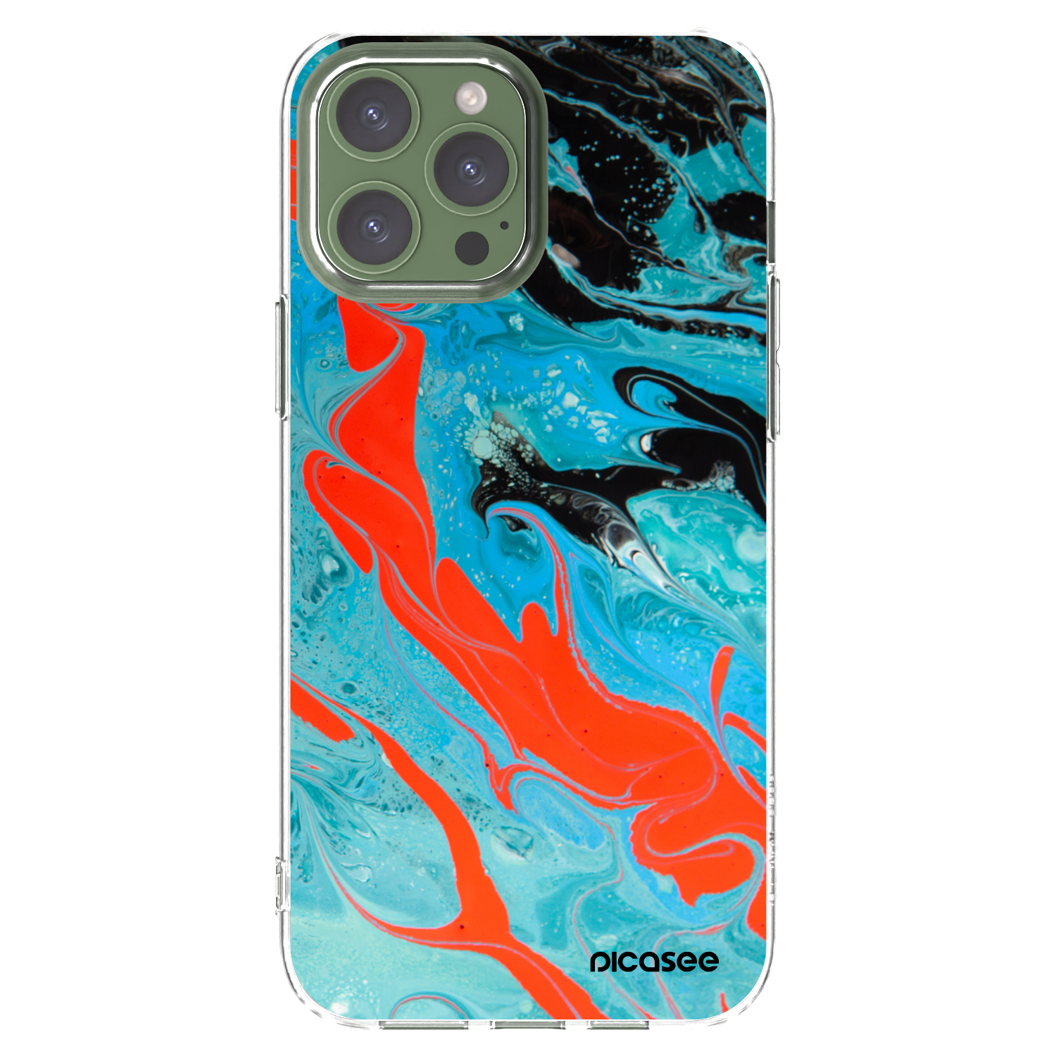 Picasee silikonska prozirna maskica za Apple iPhone 13 Pro Max - Blue Magma