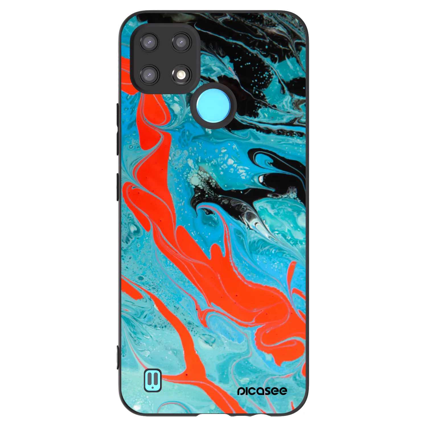 Picasee crna silikonska maskica za Realme C21 - Blue Magma