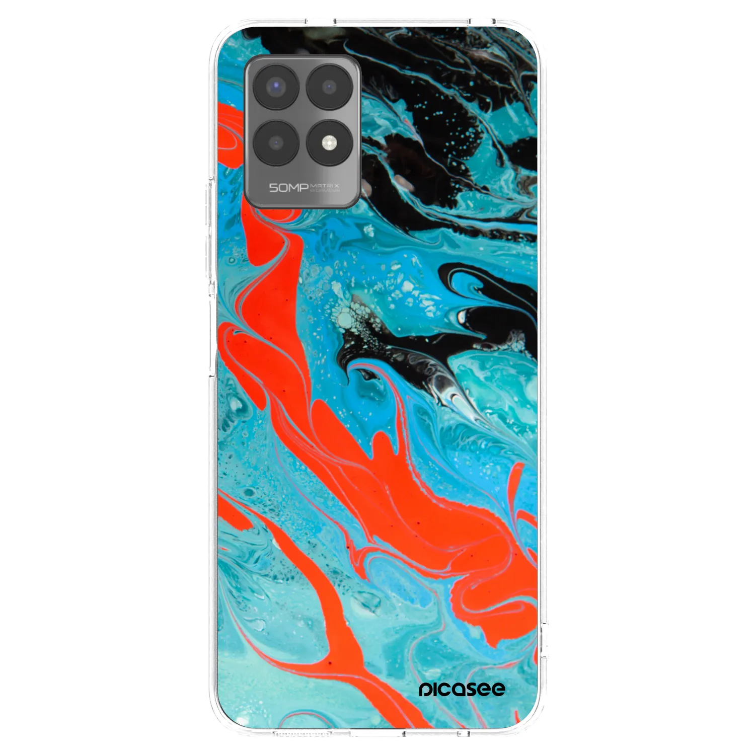 Picasee silikonska prozirna maskica za Realme 8i - Blue Magma