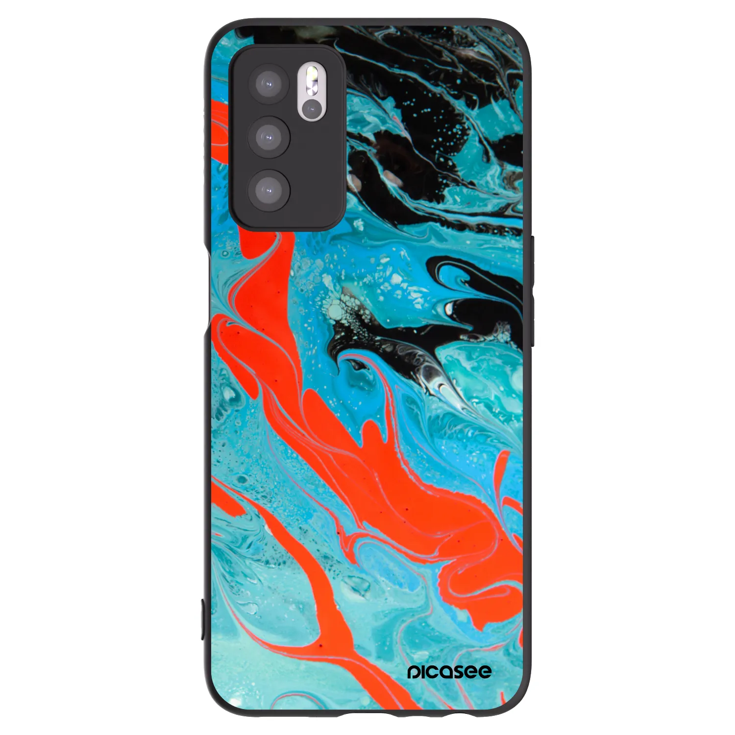 Picasee crna silikonska maskica za OPPO A16s - Blue Magma