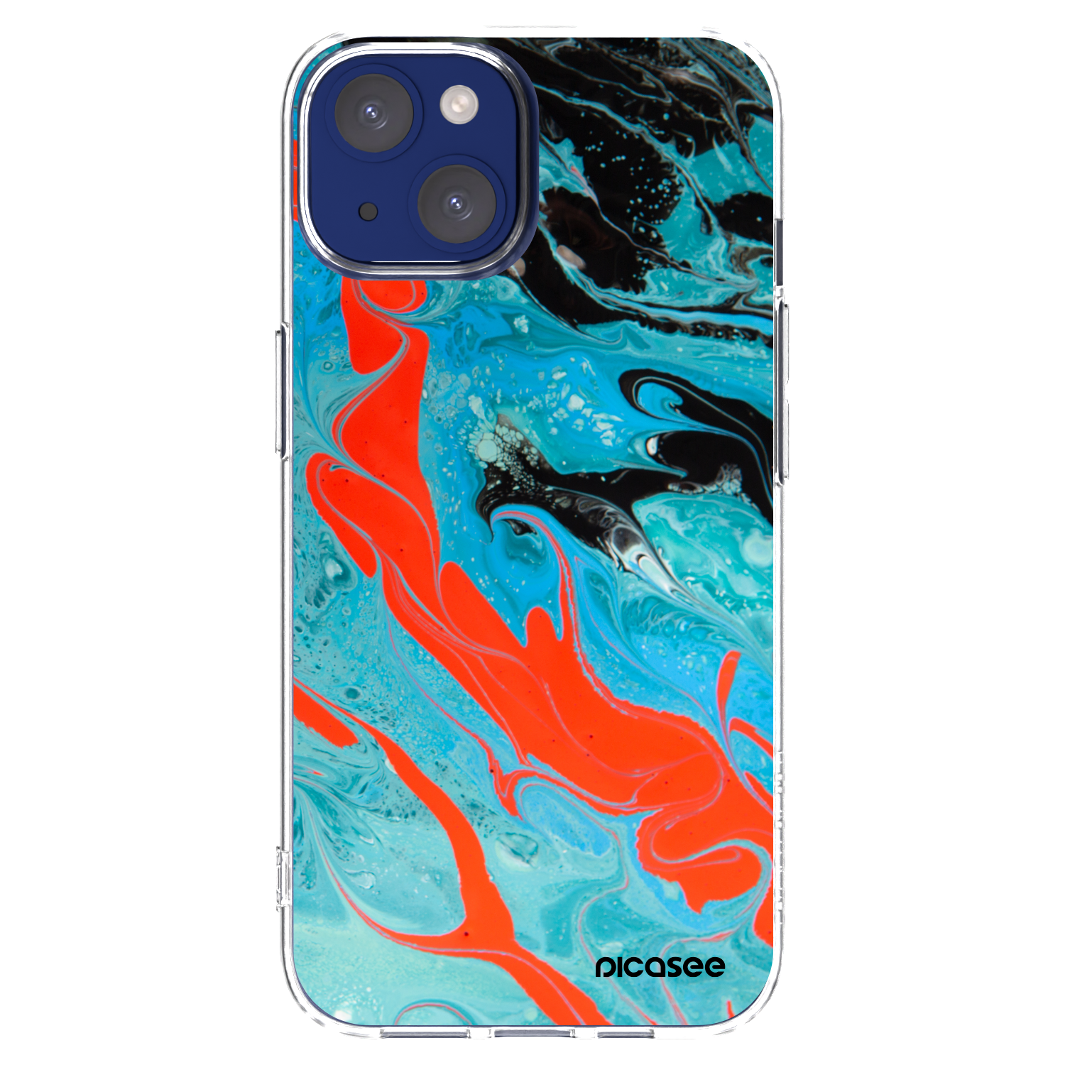 Picasee silikonska prozirna maskica za Apple iPhone 14 - Blue Magma