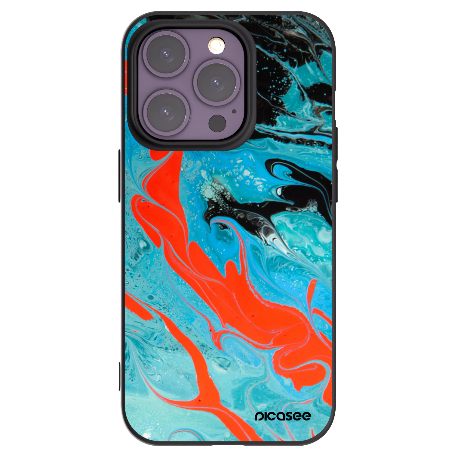 Picasee crna silikonska maskica za Apple iPhone 14 Pro - Blue Magma