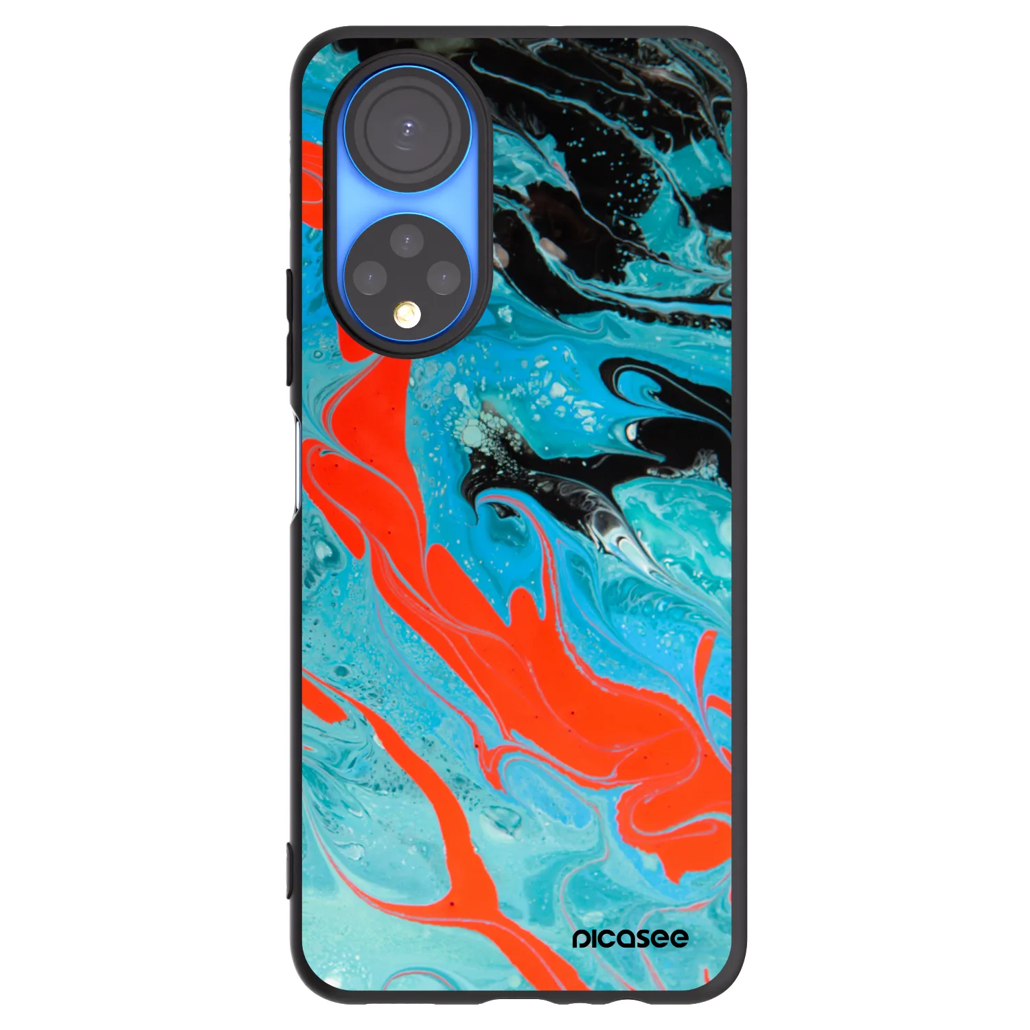 Picasee crna silikonska maskica za Honor X7 - Blue Magma