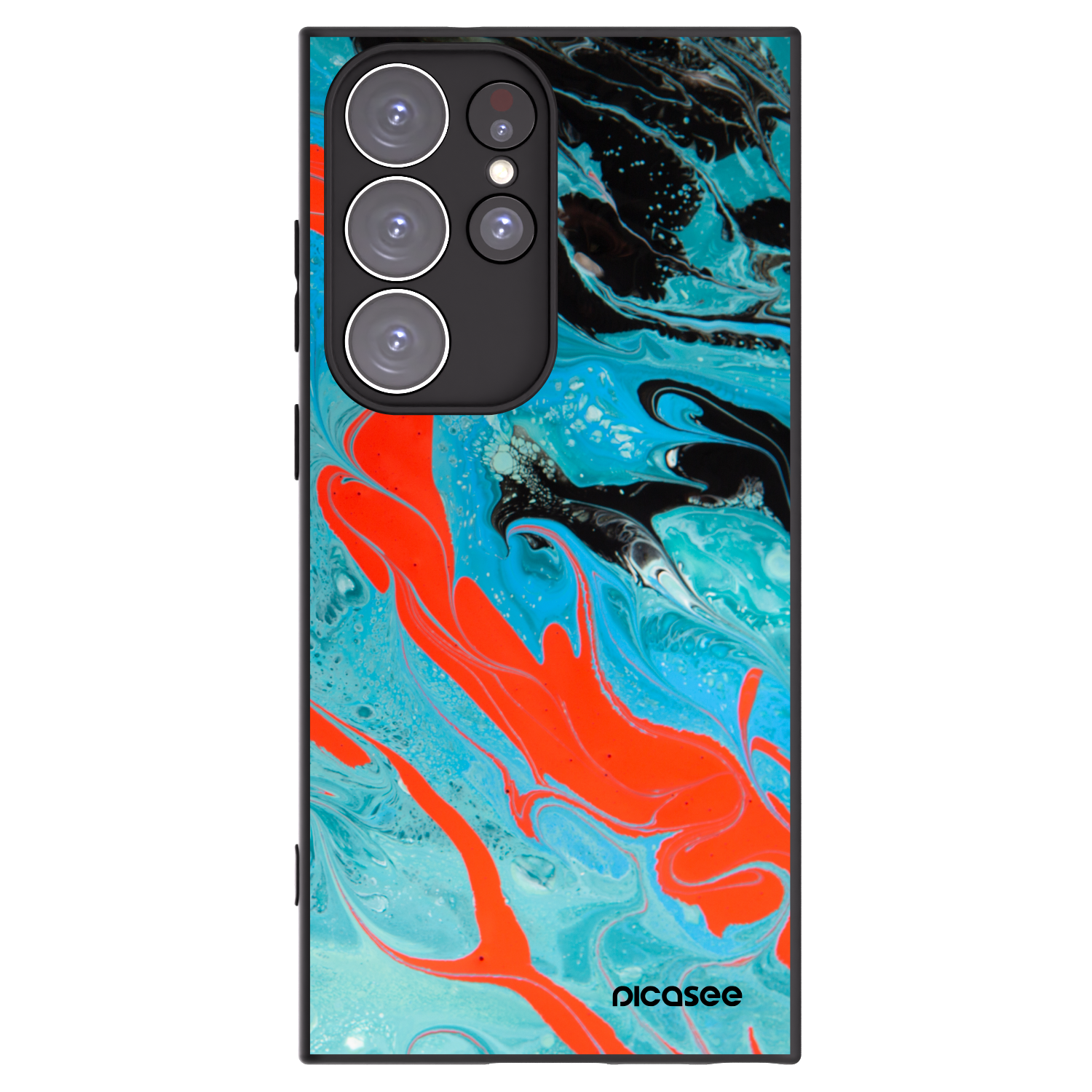 Picasee crna silikonska maskica za Samsung Galaxy S23 Ultra 5G - Blue Magma