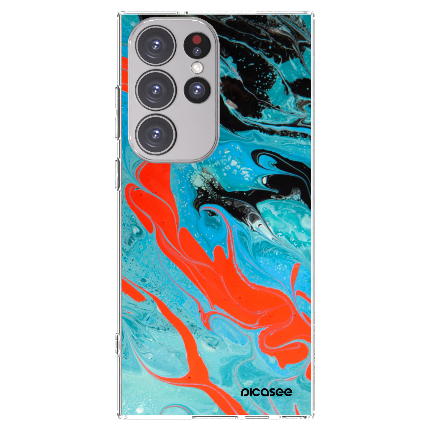 Picasee silikonska prozirna maskica za Samsung Galaxy S23 Ultra 5G - Blue Magma