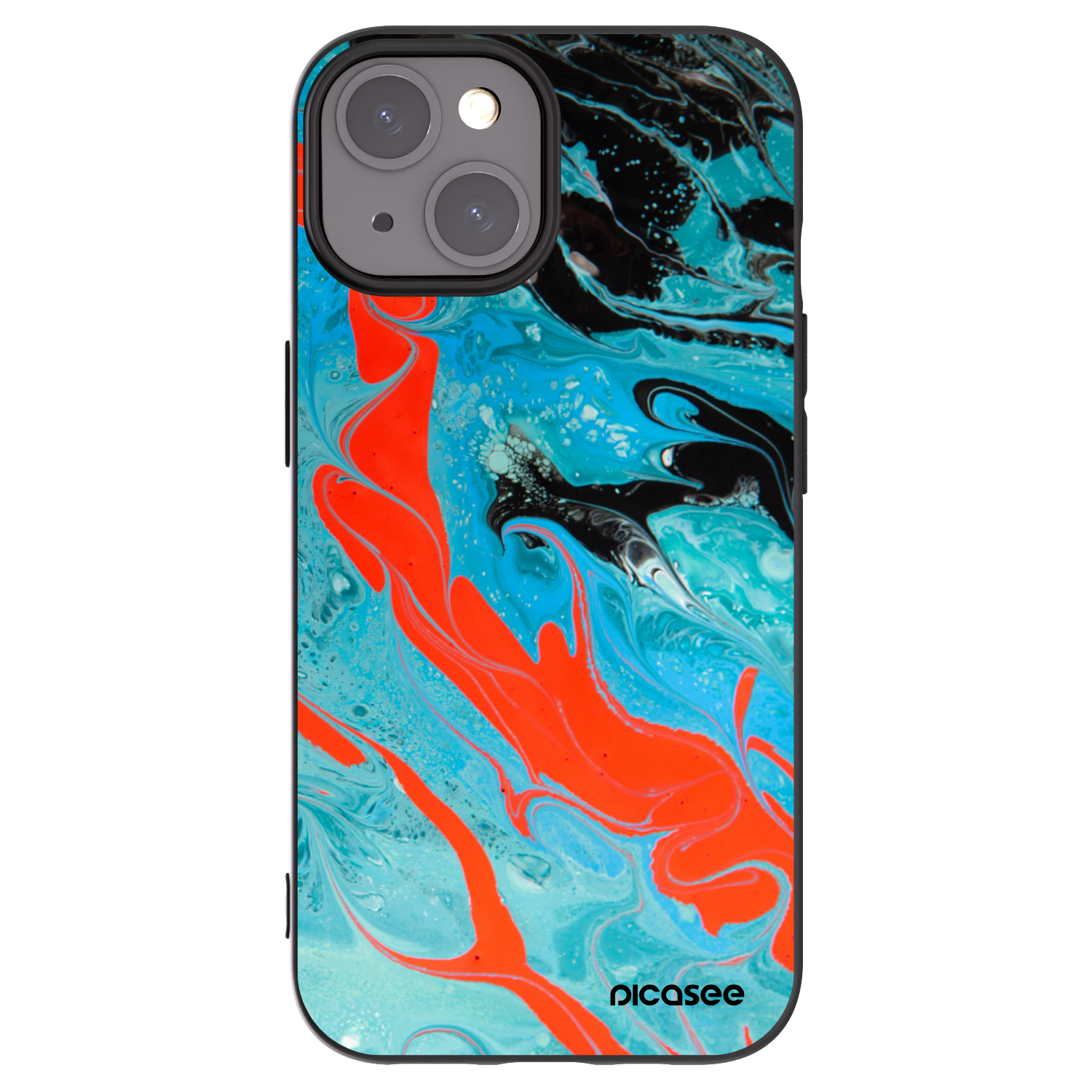 Picasee crna silikonska maskica za Apple iPhone 15 - Blue Magma
