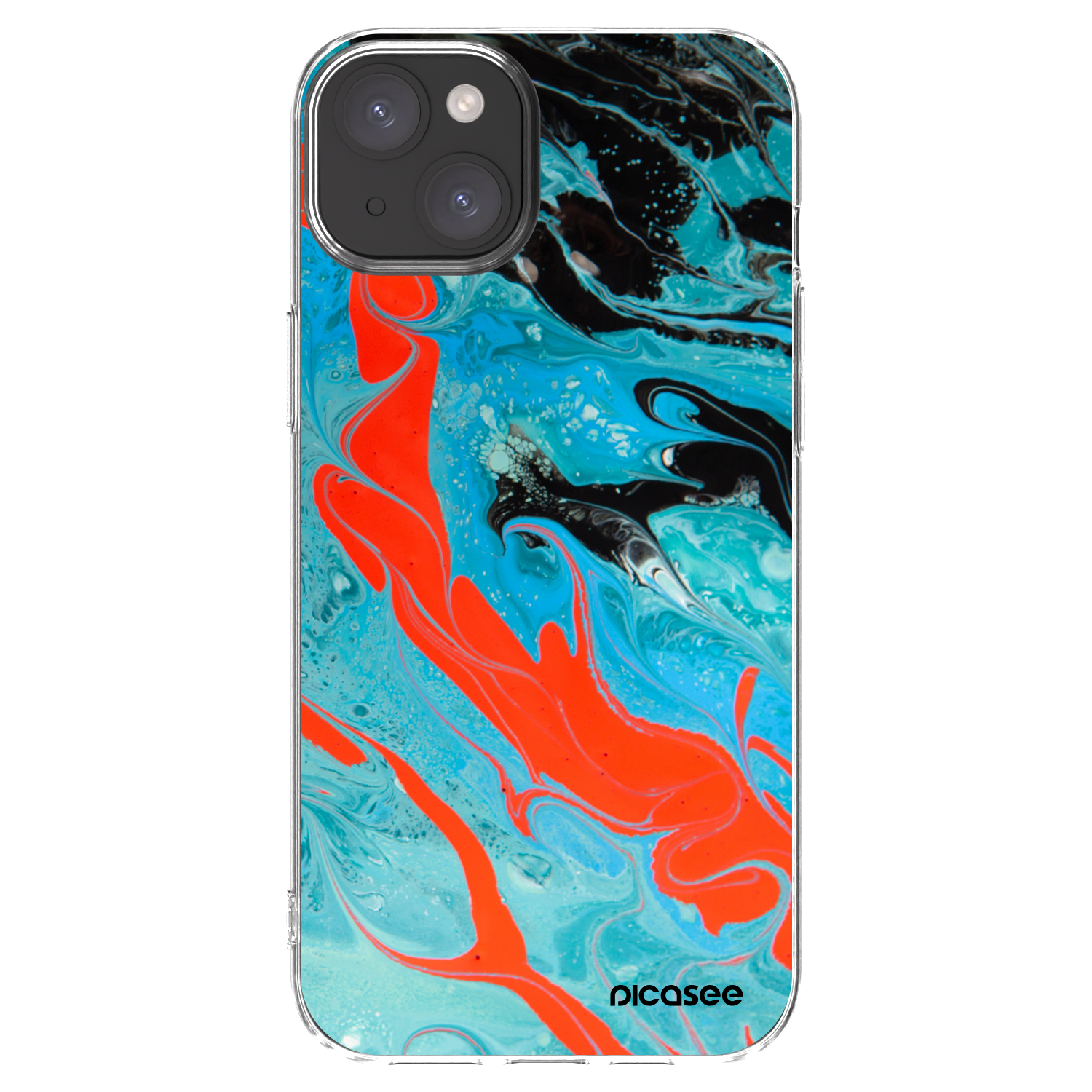 Picasee silikonska prozirna maskica za Apple iPhone 15 Plus - Blue Magma