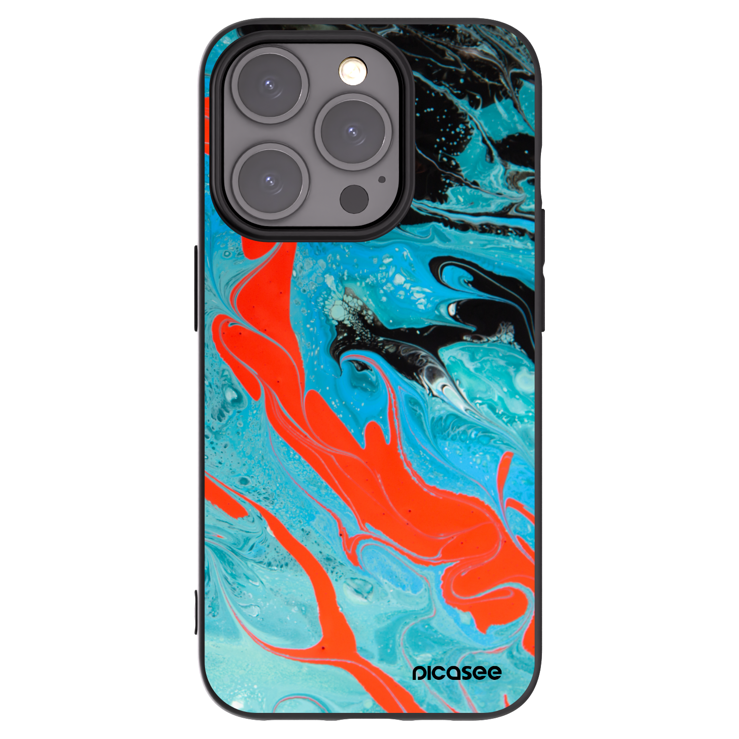 Picasee crna silikonska maskica za Apple iPhone 15 Pro - Blue Magma