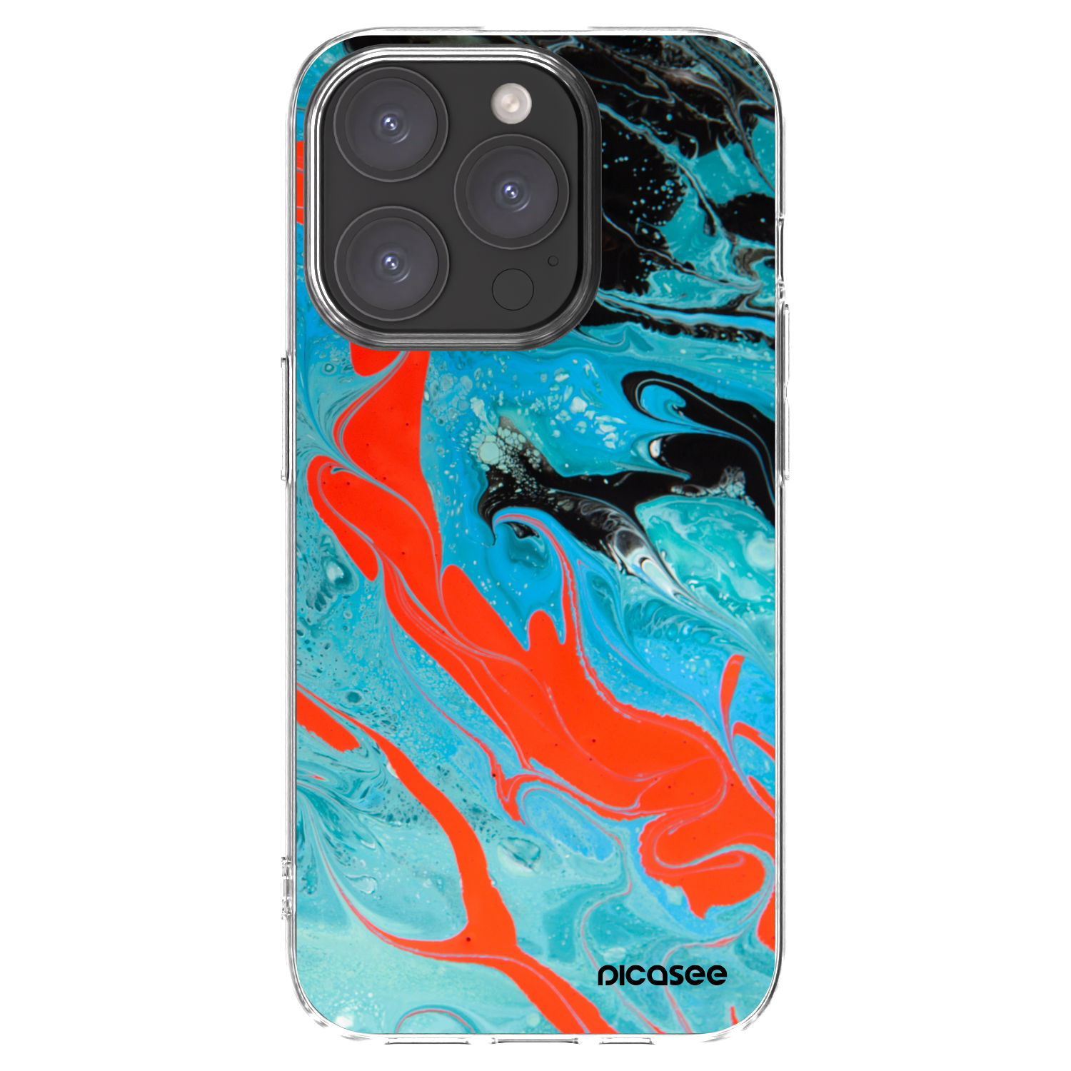 Picasee silikonska prozirna maskica za Apple iPhone 15 Pro - Blue Magma