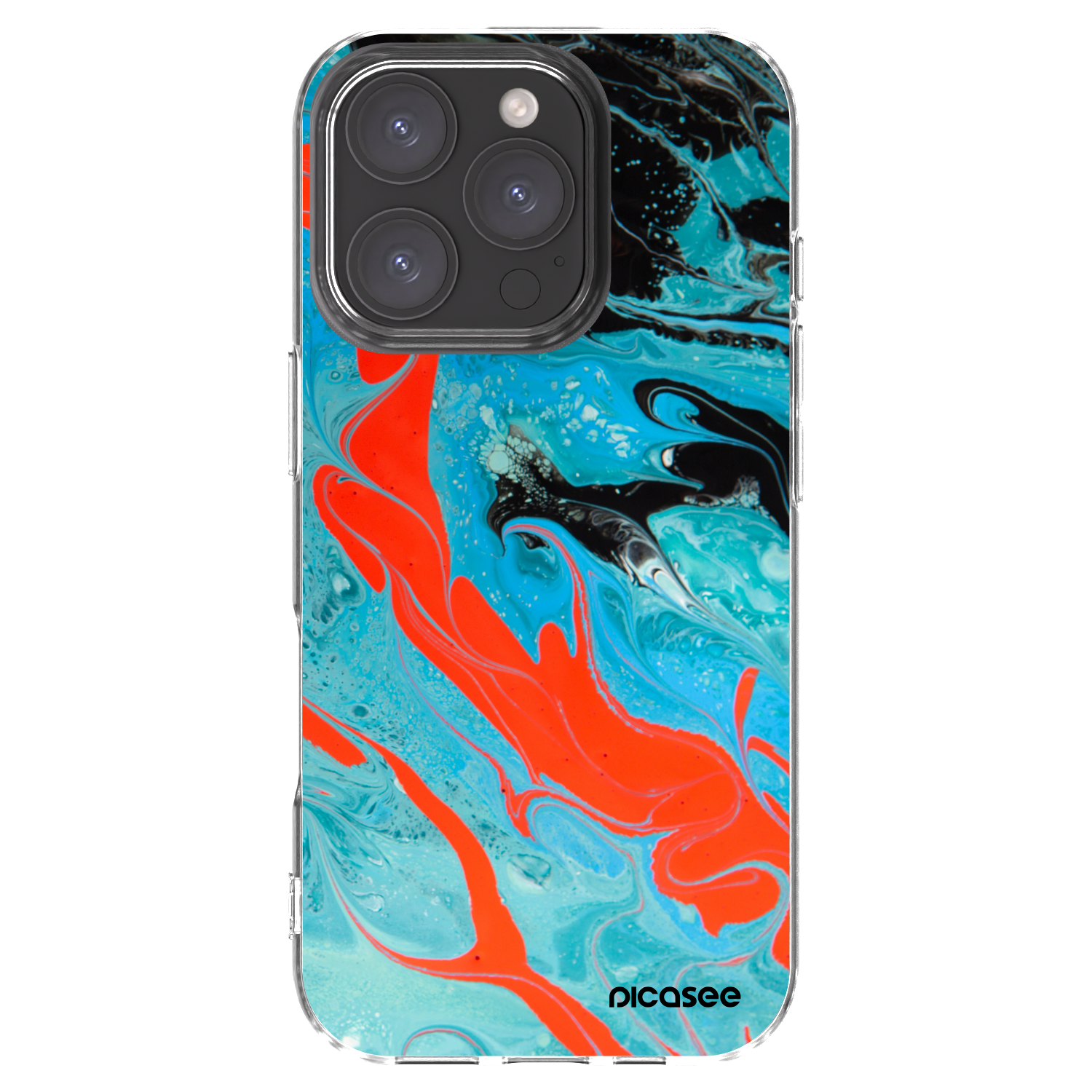 Picasee silikonska prozirna maskica za Apple iPhone 16 Pro - Blue Magma