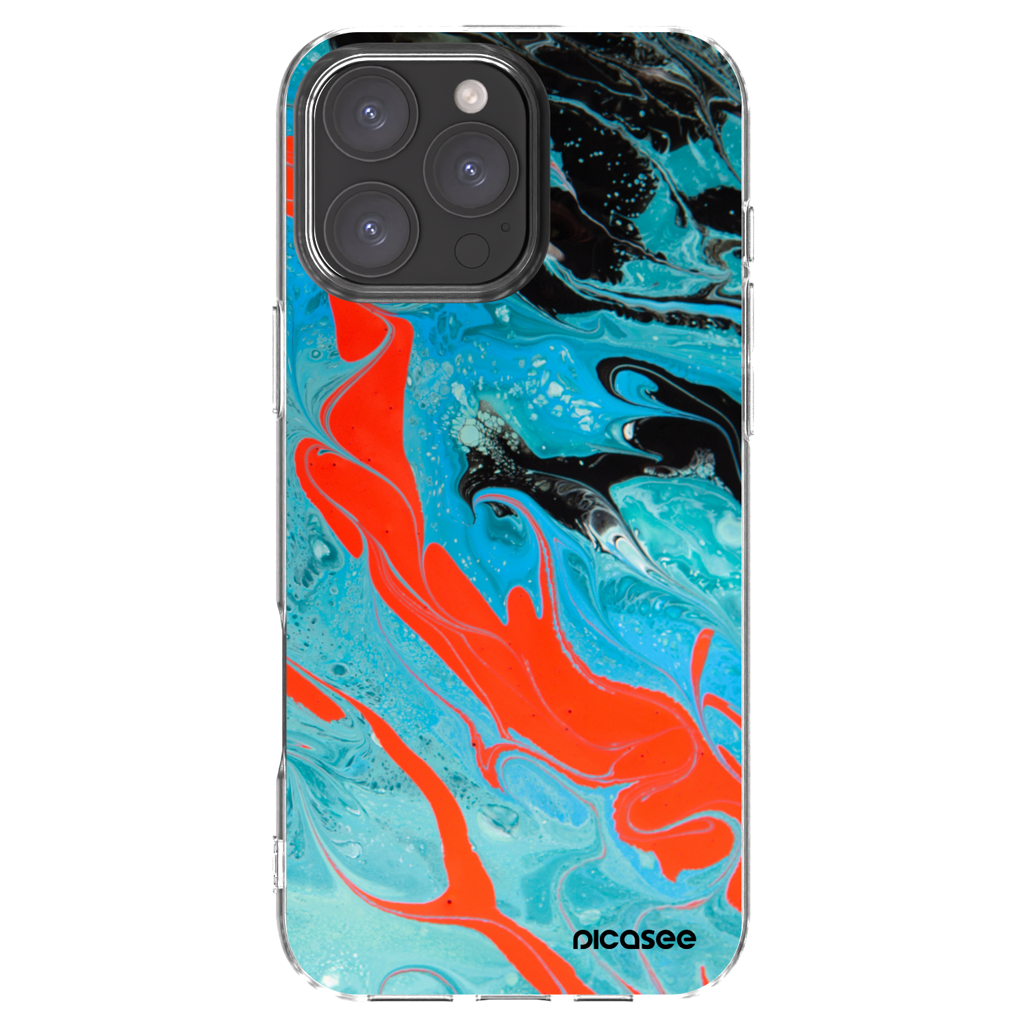 Picasee silikonska prozirna maskica za Apple iPhone 16 Pro Max - Blue Magma