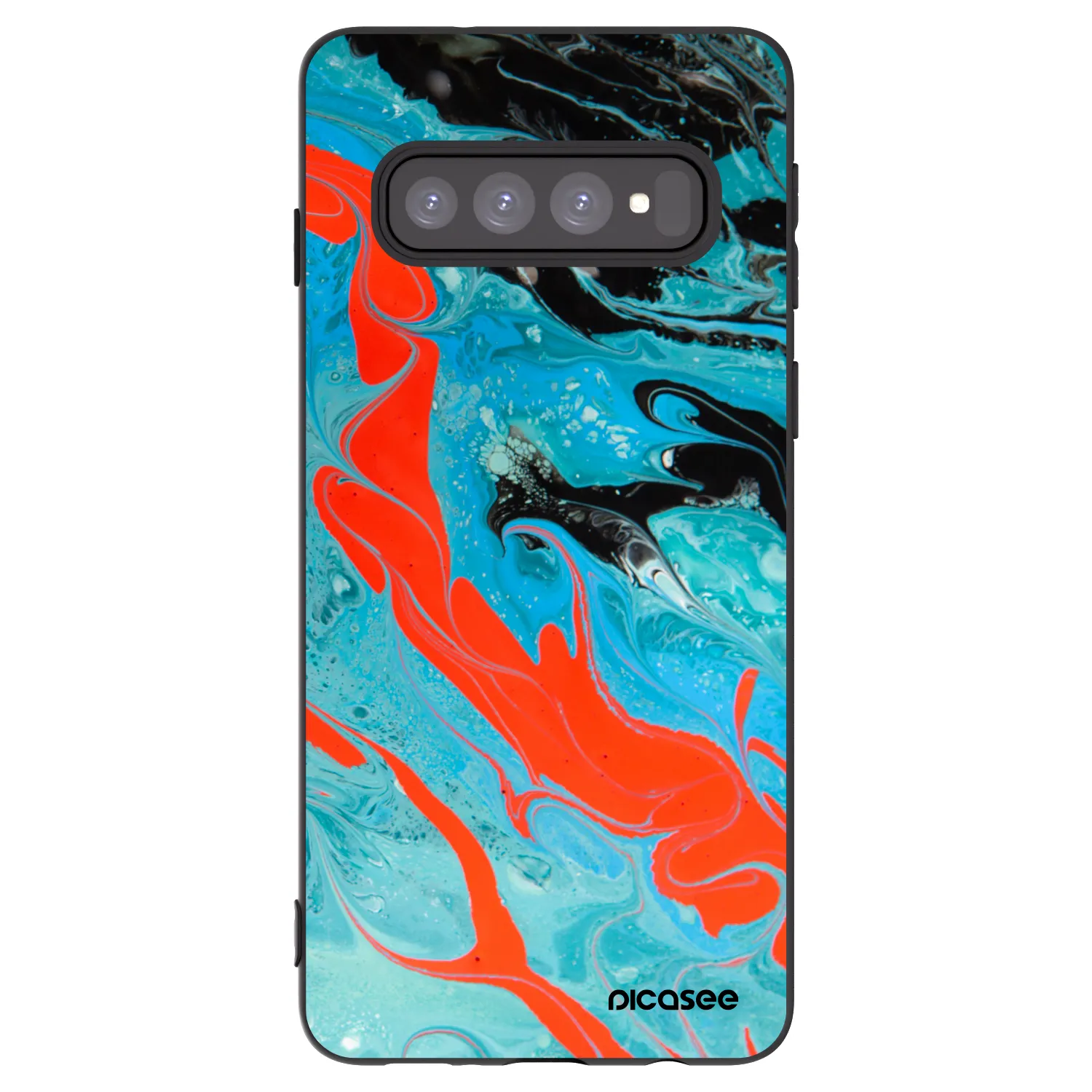 Picasee crna silikonska maskica za Samsung Galaxy S10 G973 - Blue Magma
