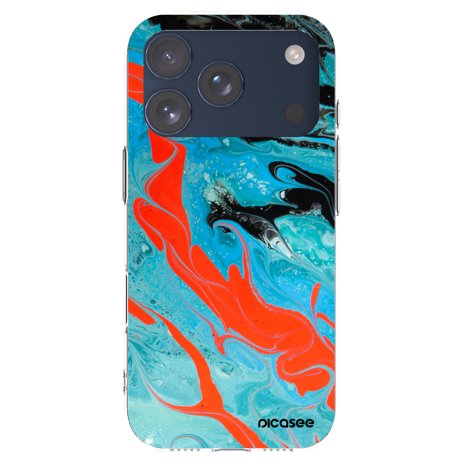 Picasee silikonska prozirna maskica za Apple iPhone 17 Pro - Blue Magma