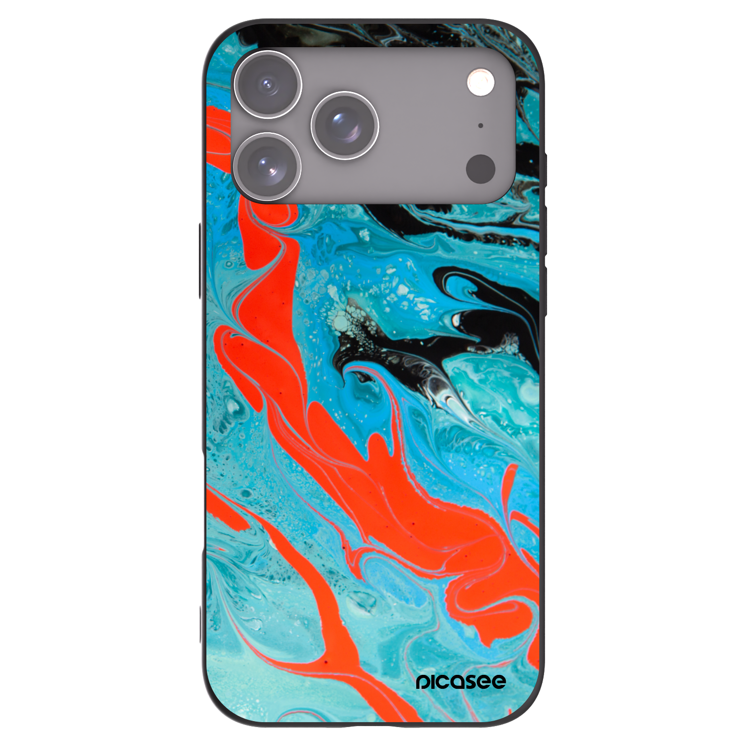 Picasee crna silikonska maskica za Apple iPhone 17 Pro Max - Blue Magma