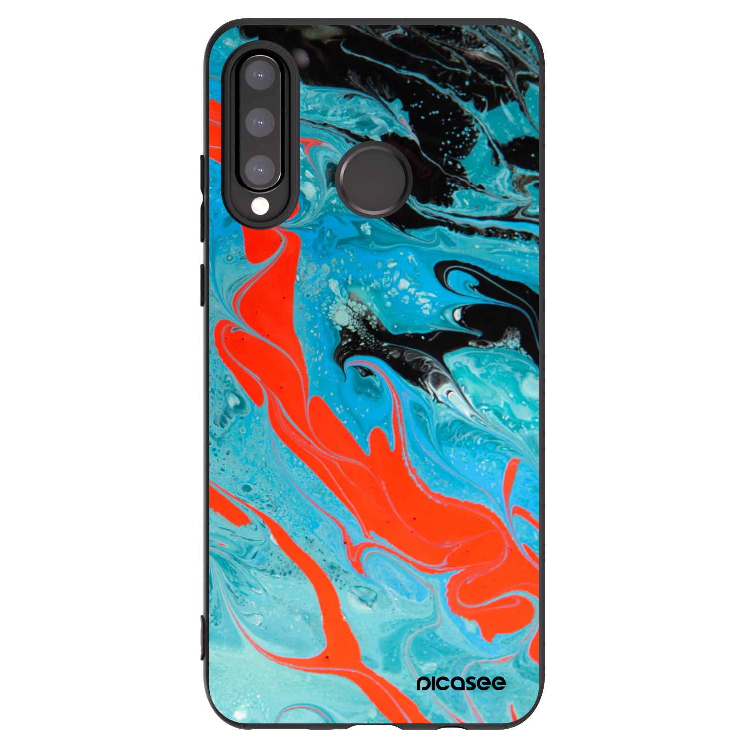 Picasee crna silikonska maskica za Huawei P30 Lite - Blue Magma