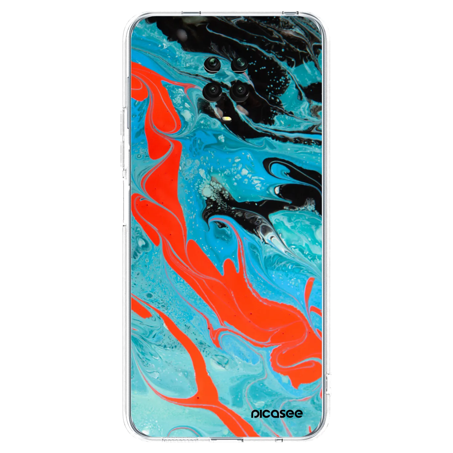 Picasee silikonska prozirna maskica za Xiaomi Redmi Note 9 Pro - Blue Magma