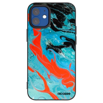 Picasee crna silikonska maskica za Apple iPhone 12 mini - Blue Magma