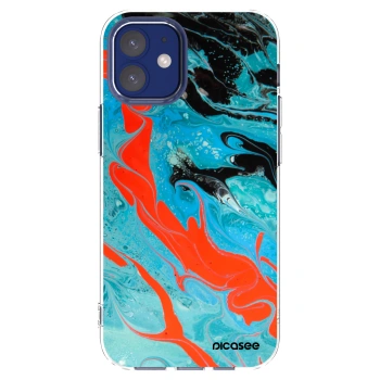 Picasee silikonska prozirna maskica za Apple iPhone 12 mini - Blue Magma