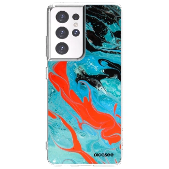 Picasee silikonska prozirna maskica za Samsung Galaxy S21 Ultra 5G G998B - Blue Magma