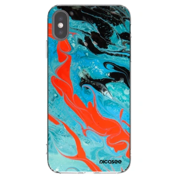Picasee silikonska prozirna maskica za Apple iPhone XS Max - Blue Magma