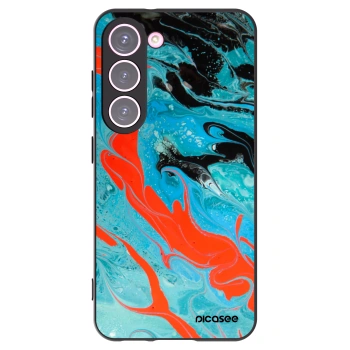 Picasee crna silikonska maskica za Samsung Galaxy S23 5G - Blue Magma