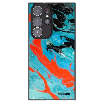 Picasee crna silikonska maskica za Samsung Galaxy S23 Ultra 5G - Blue Magma