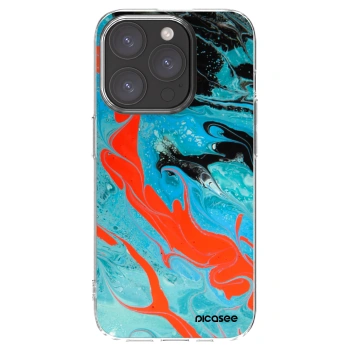 Picasee silikonska prozirna maskica za Apple iPhone 15 Pro - Blue Magma