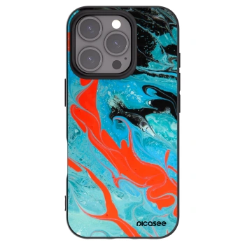 Picasee crna silikonska maskica za Apple iPhone 16 Pro - Blue Magma