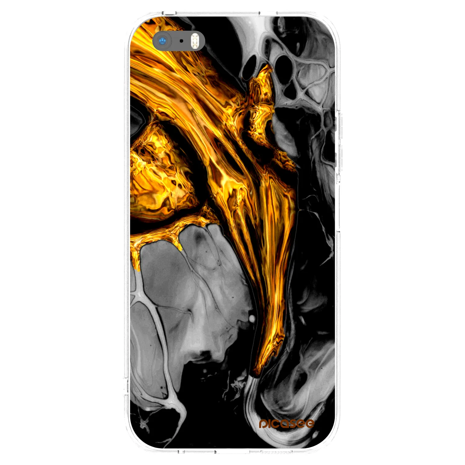 Picasee silikonska prozirna maskica za Apple iPhone 5/5S/SE - Black Gold