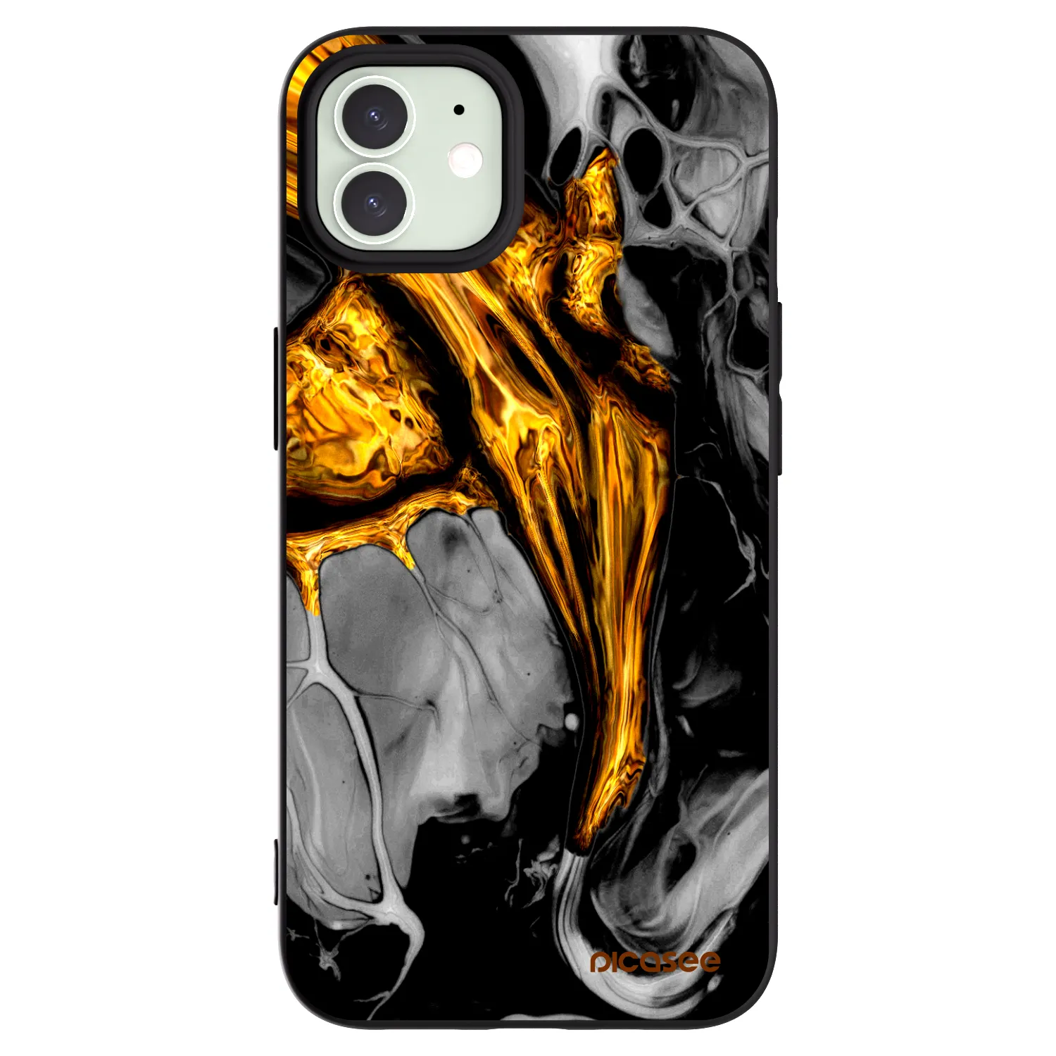 Picasee crna silikonska maskica za Apple iPhone 12 Pro - Black Gold