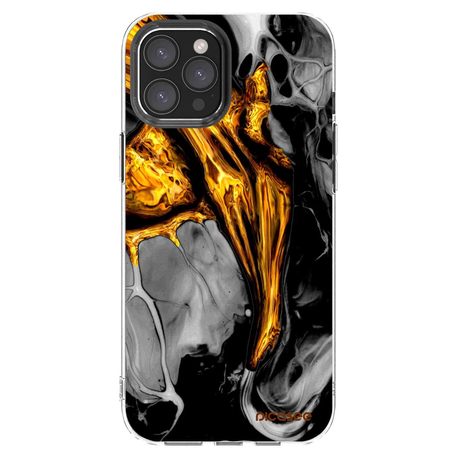 Picasee silikonska prozirna maskica za Apple iPhone 12 Pro Max - Black Gold